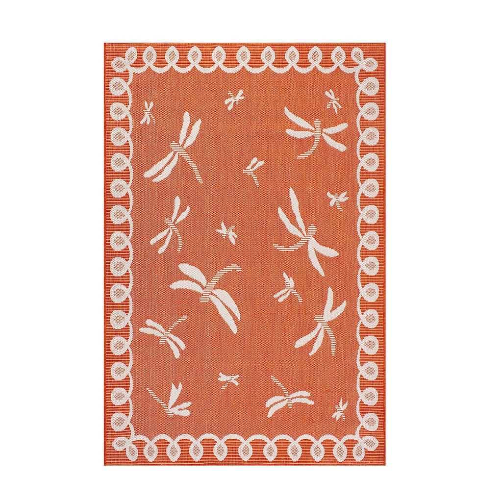 Dragonfly Woven Outdoor Rug (Size Large) - Terracotta