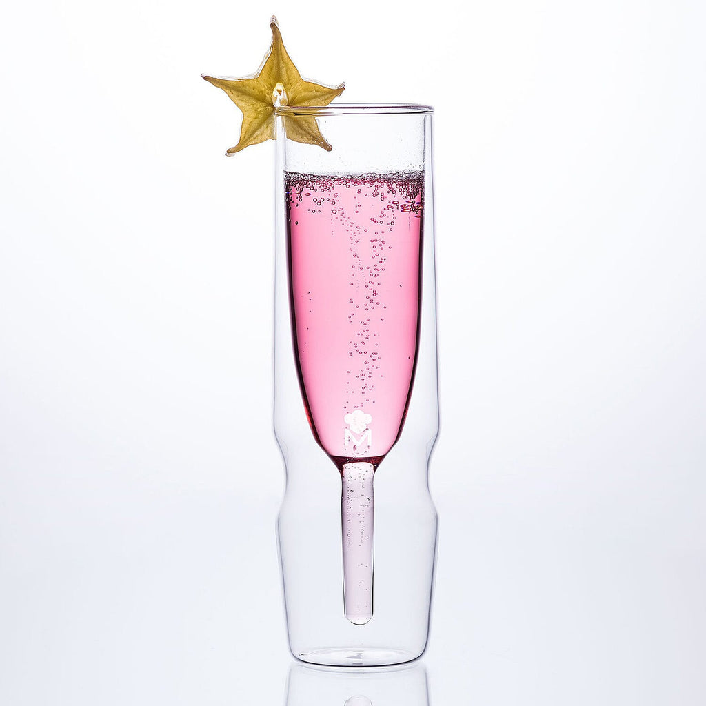 Set of 2 Double Walled Flute Glass 190ml - Transparent