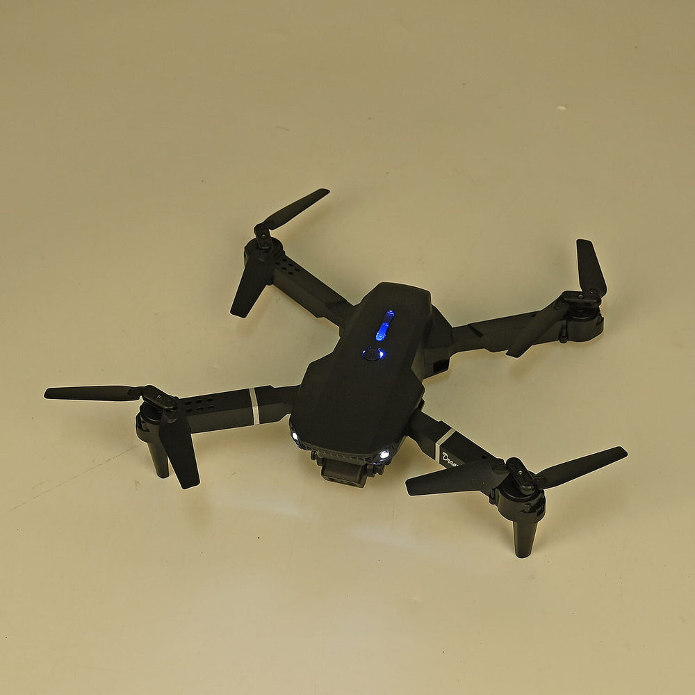 Remote Control Foldable Quad Drone with Double Camera - Black