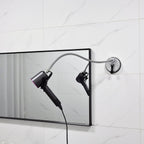 Suction Cup Hair Dryer Holder - Black & Silver