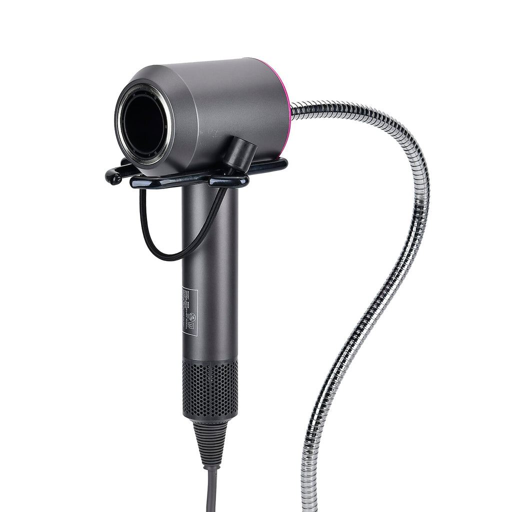 Suction Cup Hair Dryer Holder - Black & Silver