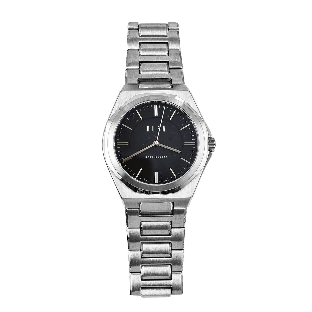 Seiko Classic Japan Quartz 5ATM WR 40mm Stainless Steel Case Black Dial Watch with Stainless Steel Strap