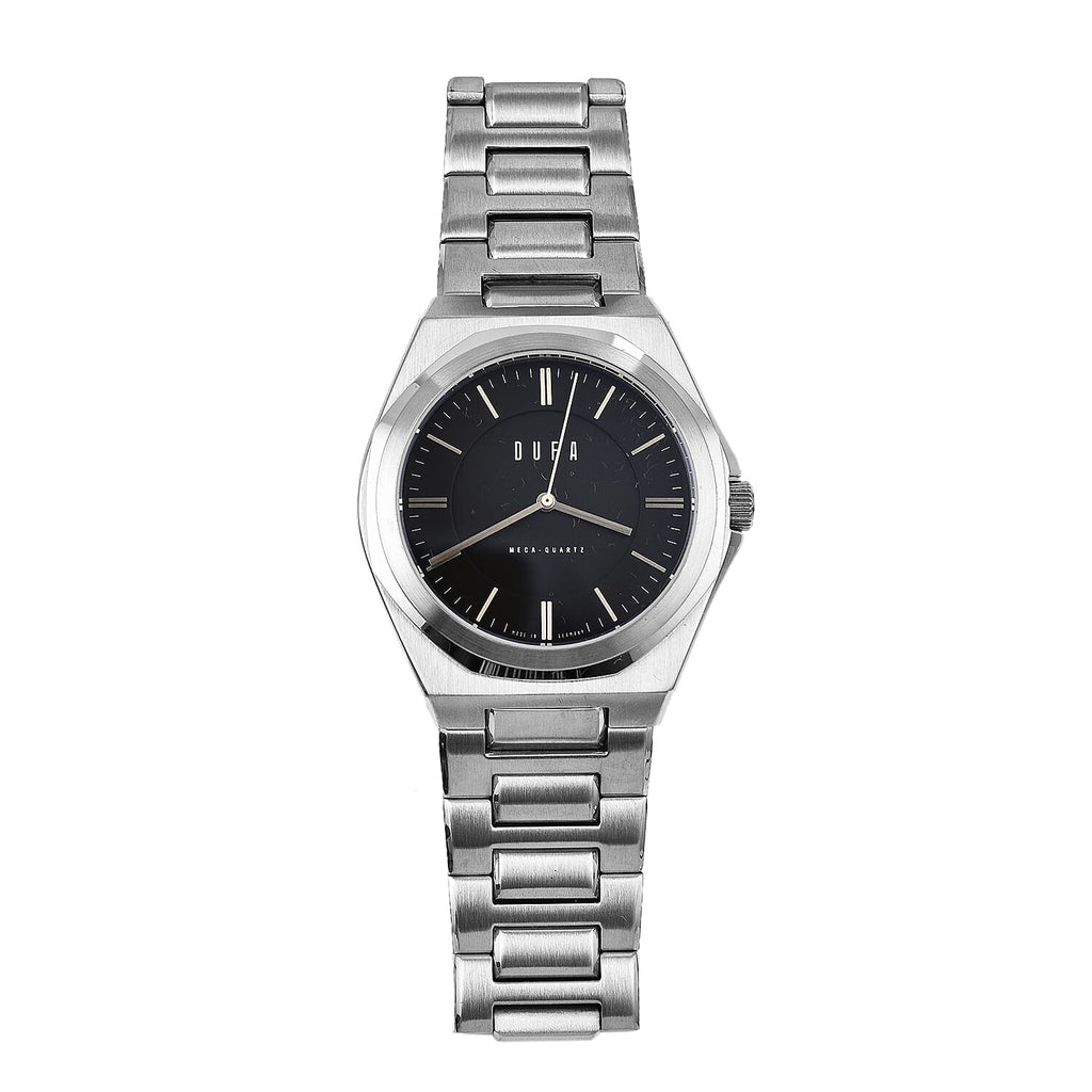 Seiko Classic Japan Quartz 5ATM WR 40mm Stainless Steel Case Black Dial Watch with Stainless Steel Strap