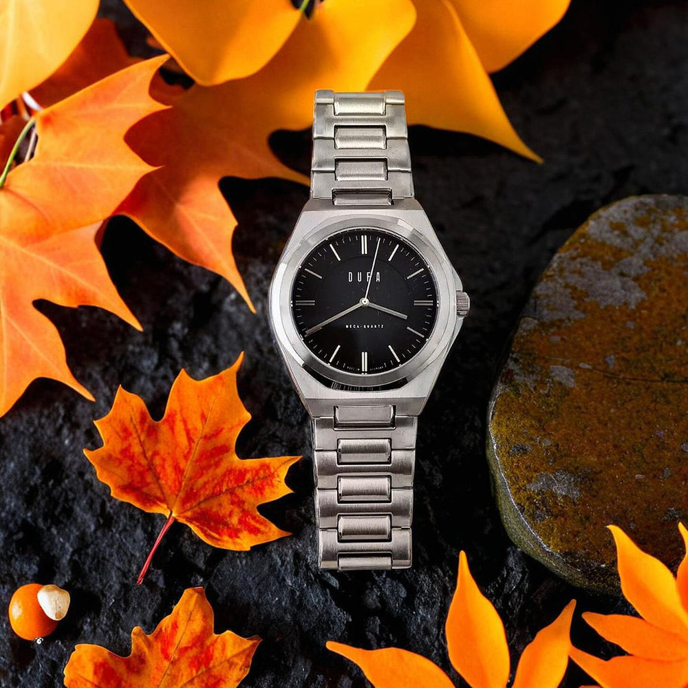 Seiko Classic Japan Quartz 5ATM WR 40mm Stainless Steel Case Black Dial Watch with Stainless Steel Strap