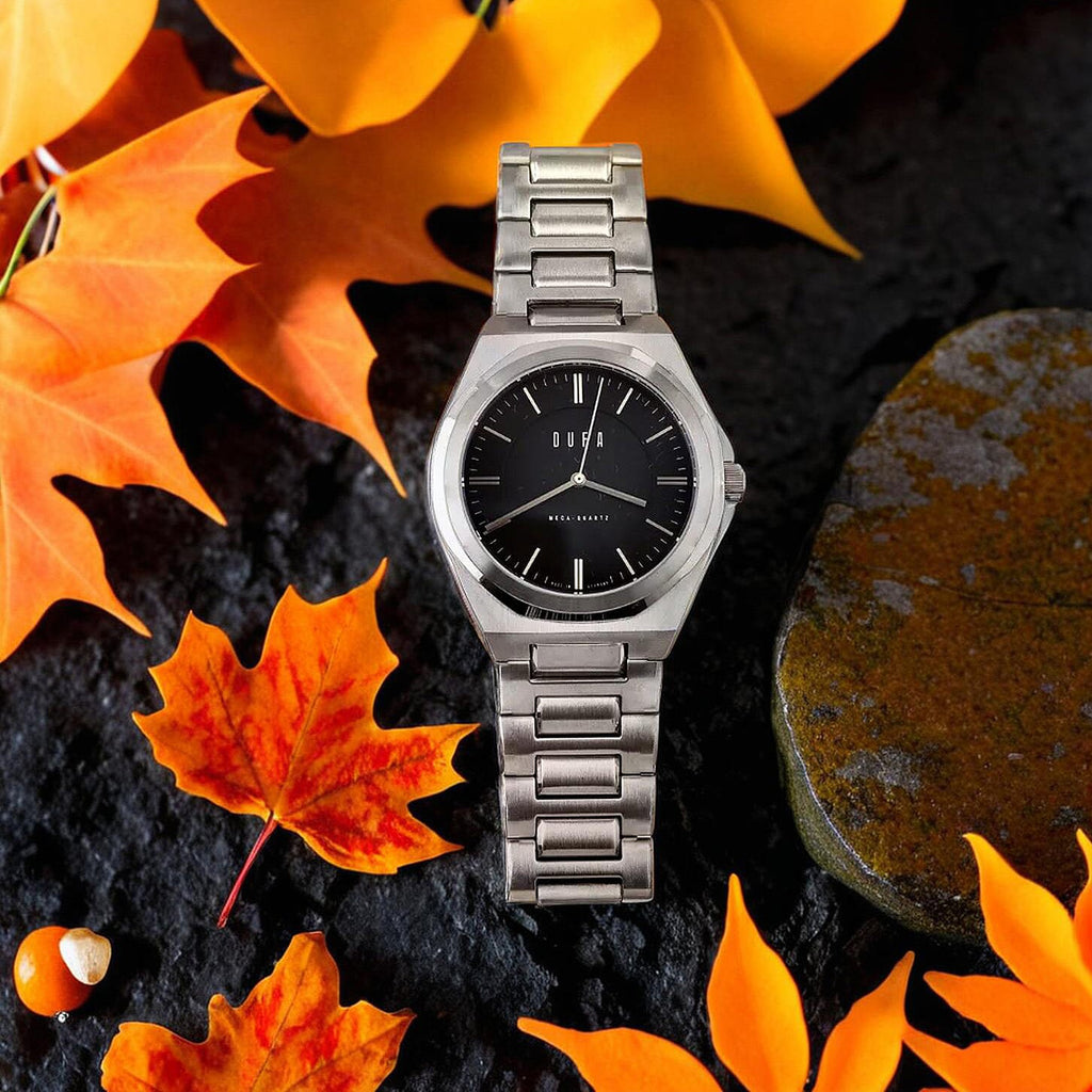 Seiko Classic Japan Quartz 5ATM WR 40mm Stainless Steel Case Black Dial Watch with Stainless Steel Strap