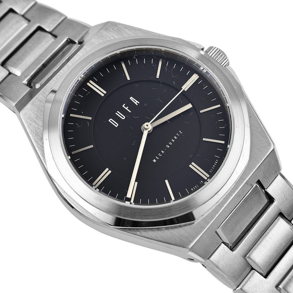Seiko Classic Japan Quartz 5ATM WR 40mm Stainless Steel Case Black Dial Watch with Stainless Steel Strap