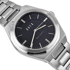 Seiko Classic Japan Quartz 5ATM WR 40mm Stainless Steel Case Black Dial Watch with Stainless Steel Strap