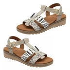 Dunlop Women's Callie Twin Strap T-Bar Buckle Sandals (Size 8) - Bone White