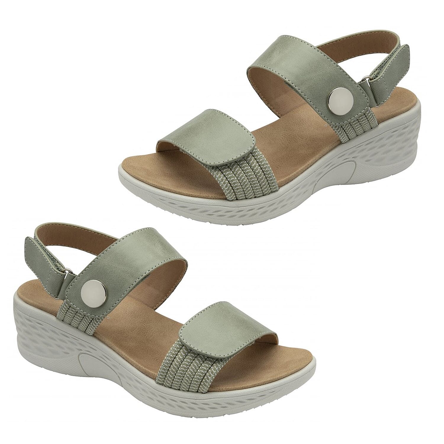 Dunlop Womens Selina Comfortable Slip-On Design Sandals (Size 3) - Sage Green