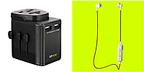 Duo Bundle - Bitmore World Wide Travel Adaptor - Black and Bitmore Earbud and In-Ear Headphone - Black