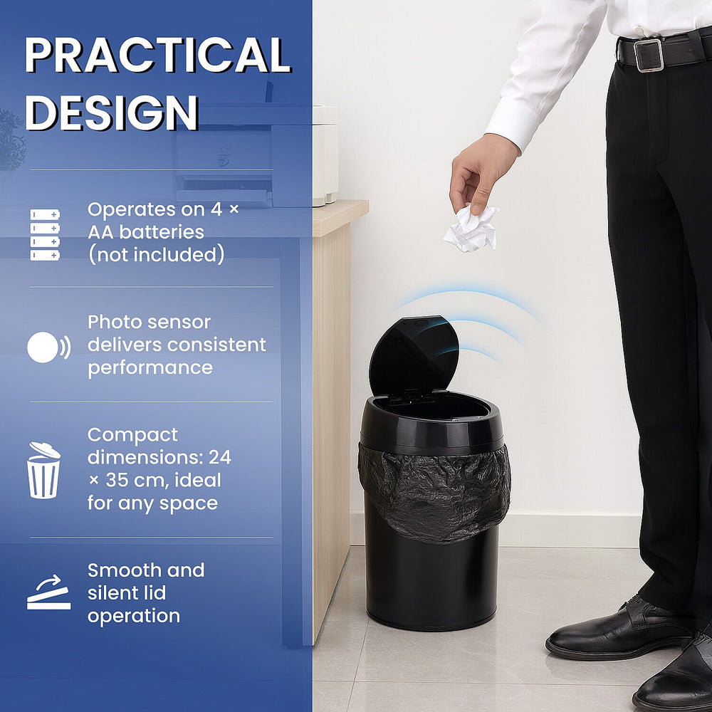 Touchless Sensor Trash Bin 10L with Auto Lid & Bag Holder (10L)