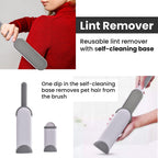Set of 2 Reusable Lint Remover with Self-Cleaning Base - Grey