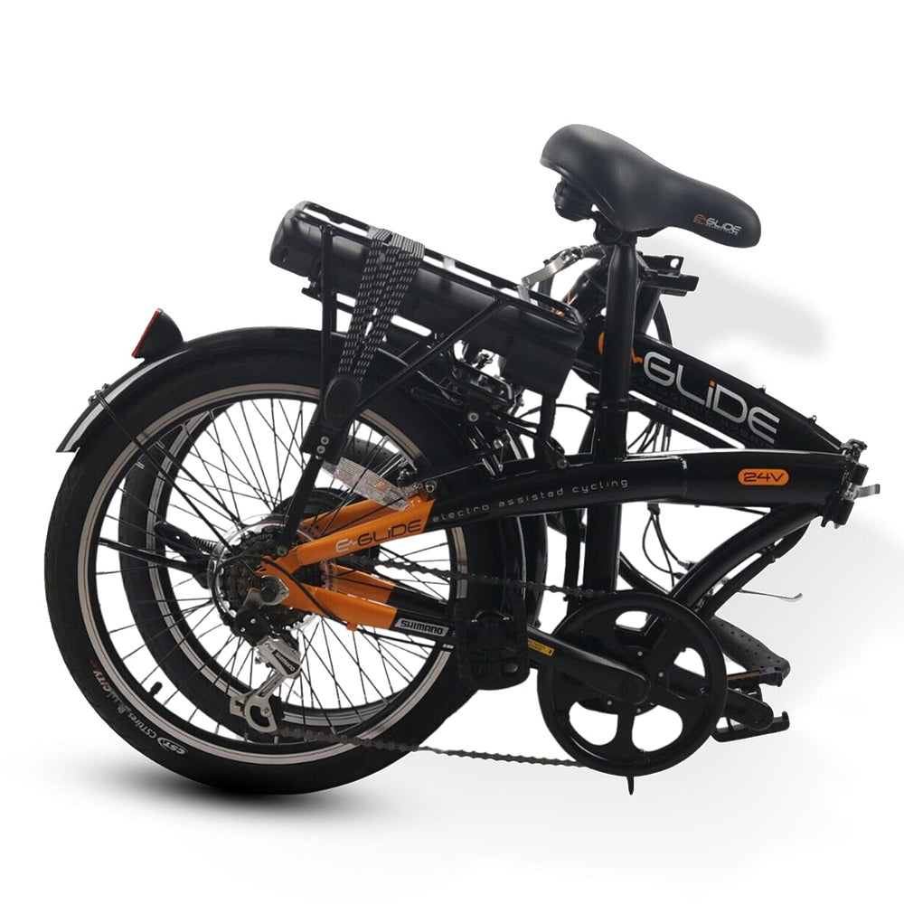 E-life Eglide 6 Speed Folding Electric Bike (Charges in 2-3 Hrs, 25 miles On Single Charge ) - Orange & Black