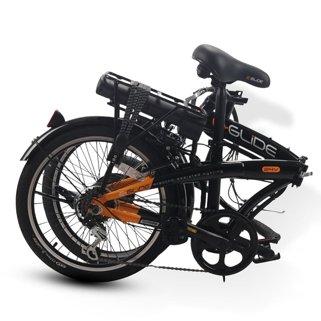 E-life Eglide 6 Speed Folding Electric Bike (Charges in 2-3 Hrs, 25 miles On Single Charge ) - Orange & Black