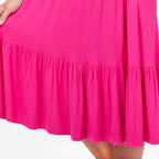 EBCSO Emelia Plain Midi Dress (96% Viscose, 4% Elastane) - Cerise - Size M