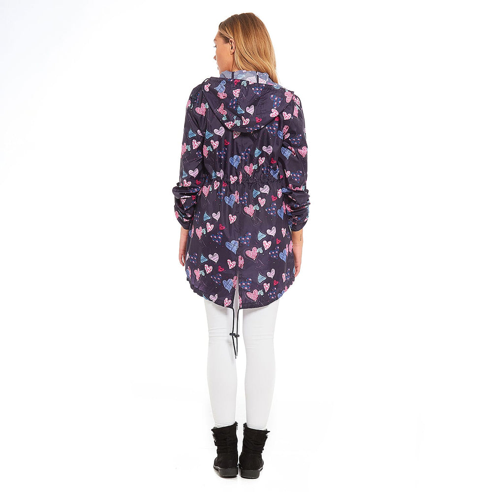 EMMA Hearts Pattern Raincoat (Size S) - Navy