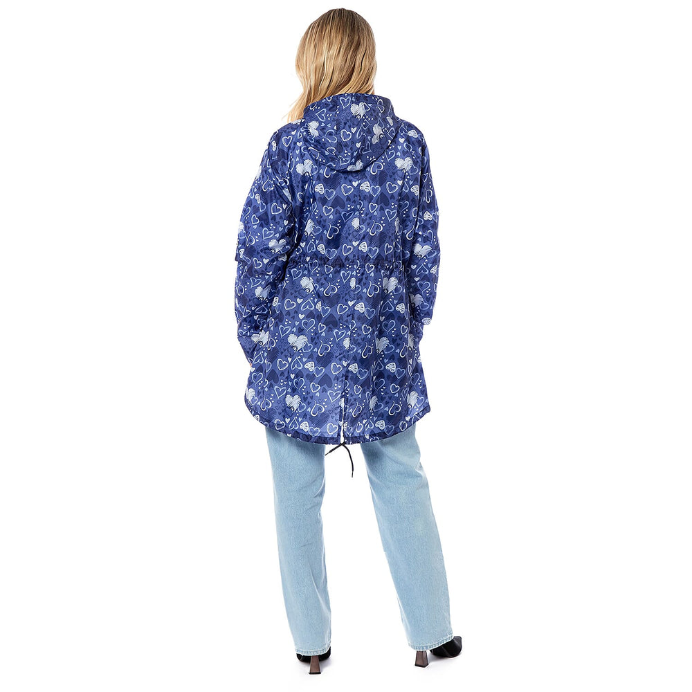 EMMA Scribble Hearts Pattern Raincoat (Size M) - Blue