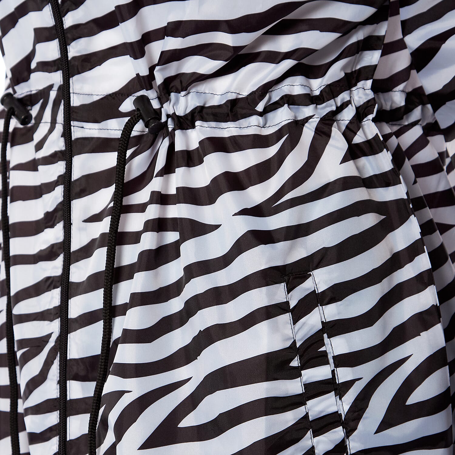 EMMA Zebra Pattern Rain Jacket (Size M) - Black & White