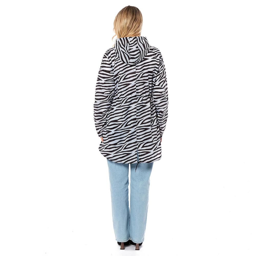 EMMA Zebra Pattern Rain Jacket (Size XXL) - Black & White