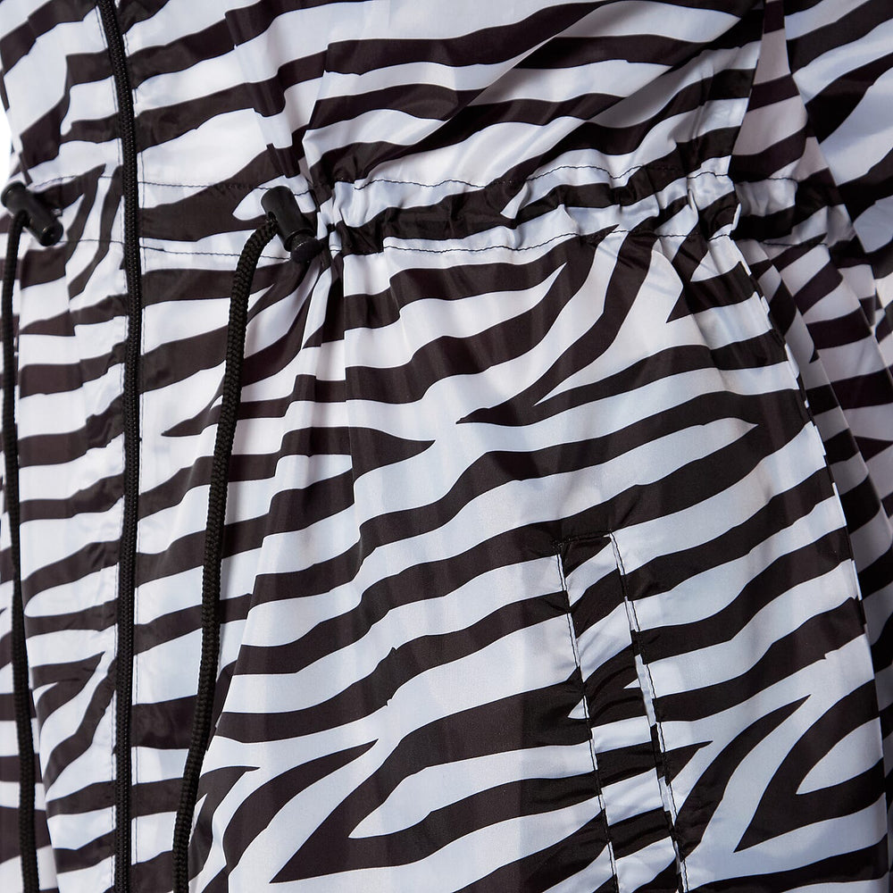 EMMA Zebra Pattern Rain Jacket (Size XXL) - Black & White