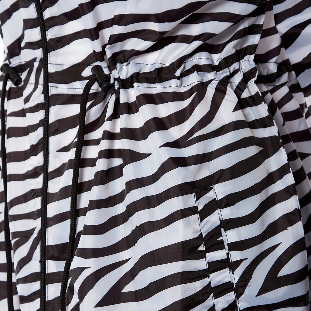 EMMA Zebra Pattern Rain Jacket (Size XXL) - Black & White