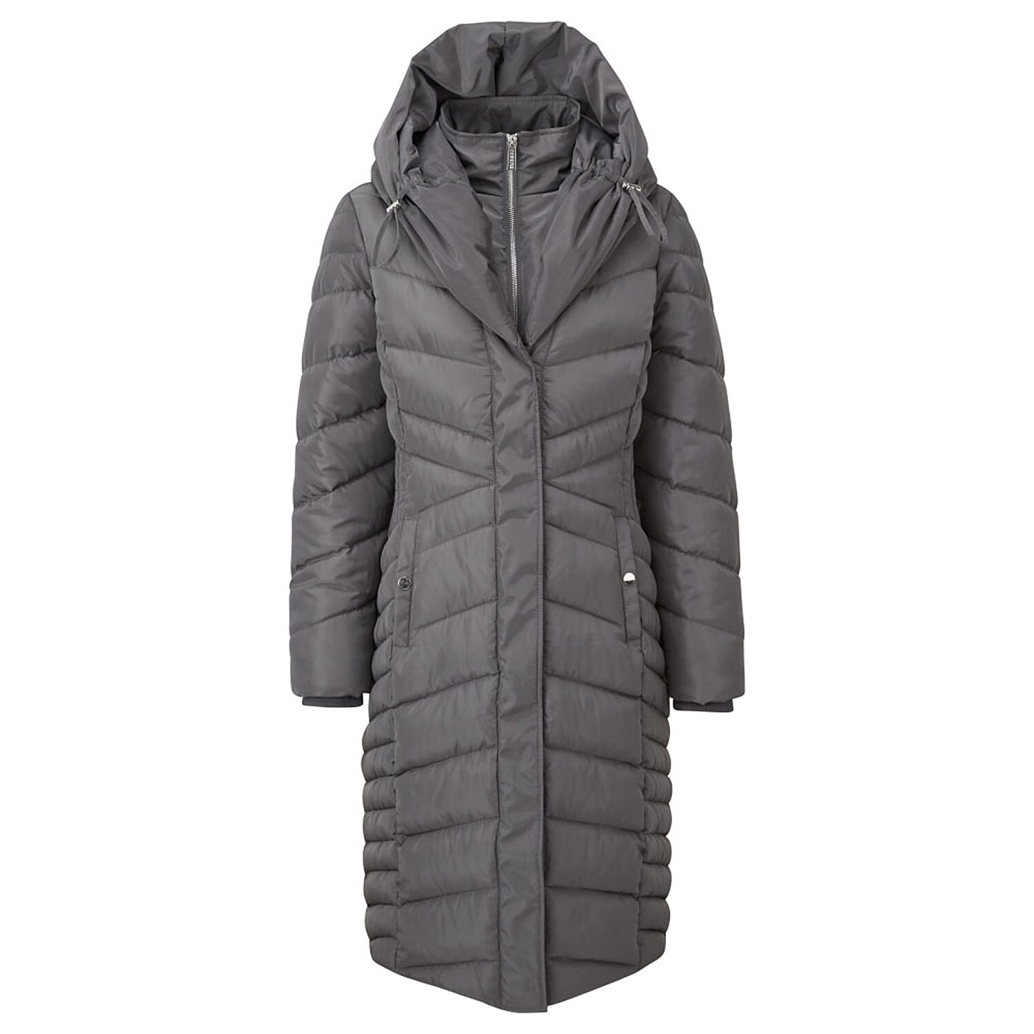 Emreco Shawl Collar Longline Padded Coat (Size 12) - Grey