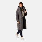 Emreco Shawl Collar Longline Padded Coat (Size 16) - Grey