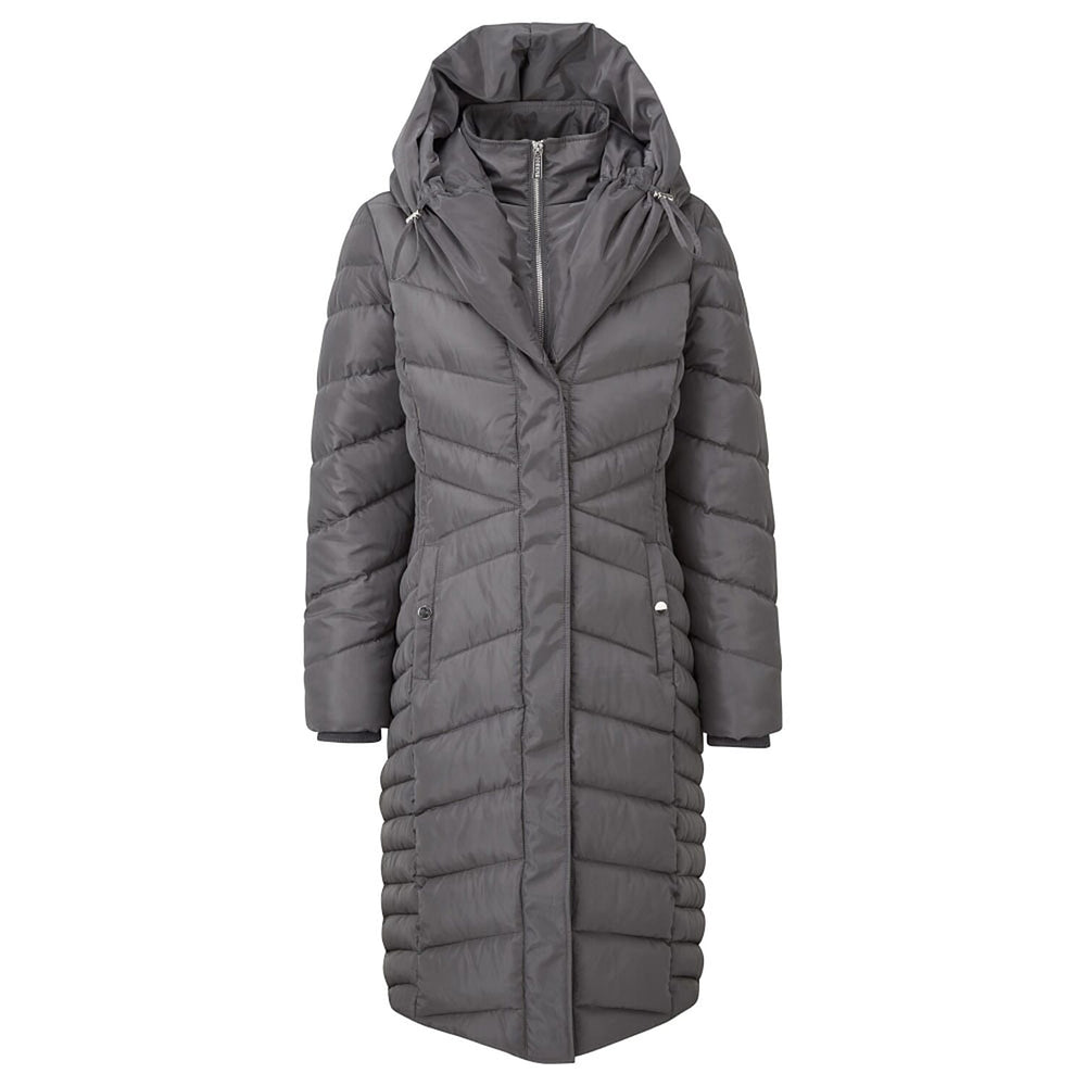 Emreco Shawl Collar Longline Padded Coat (Size 16) - Grey