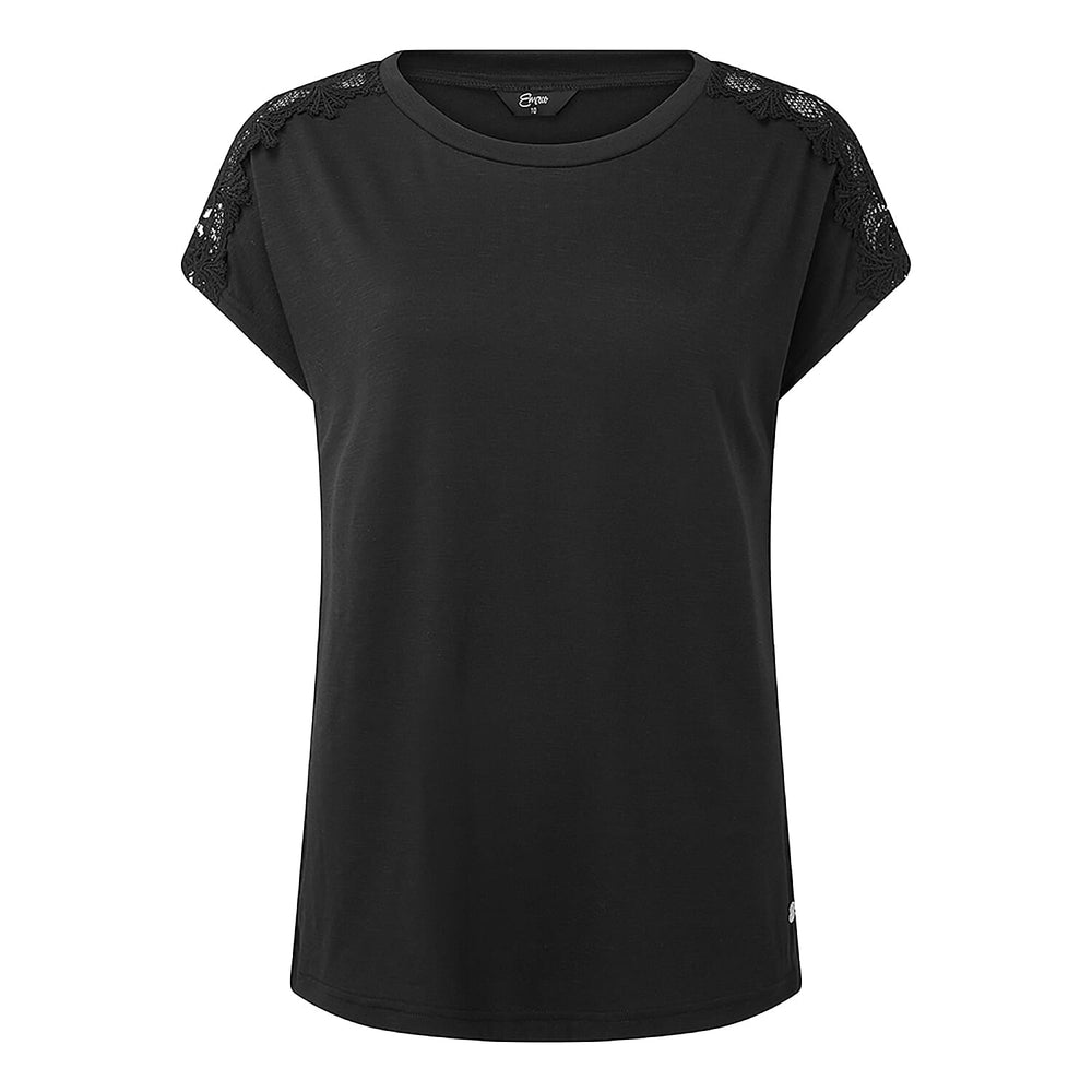 Emreco Slub Lace Jersey T-Shirt (Size 10) - Black
