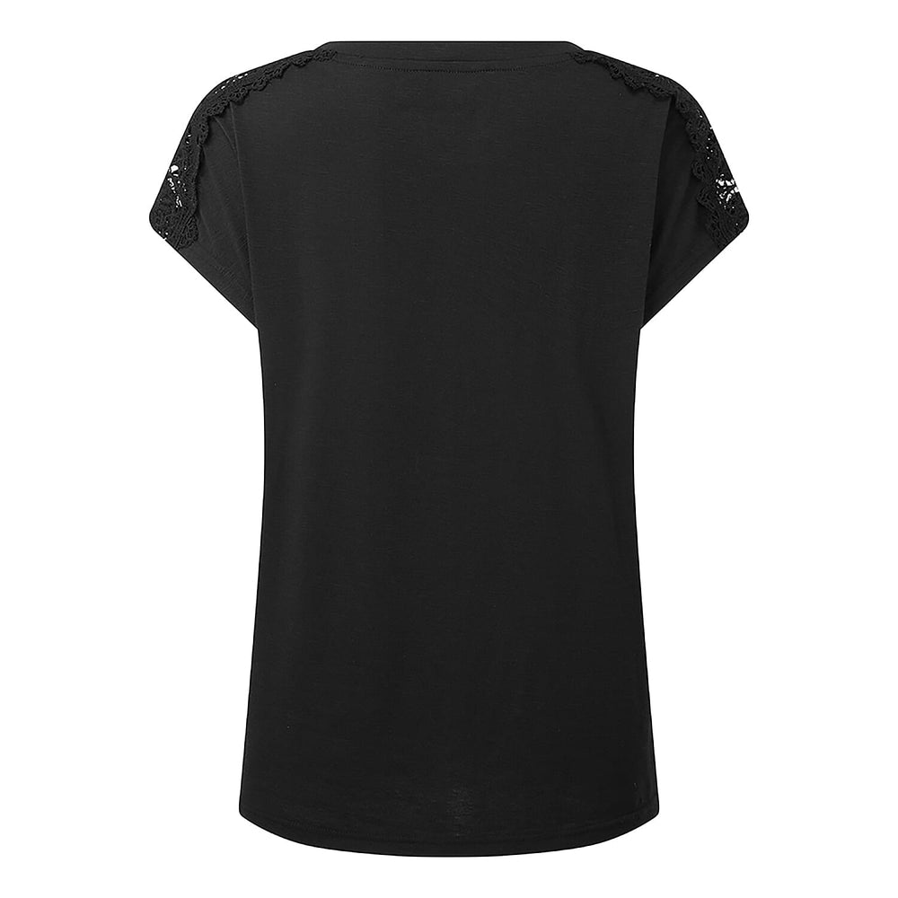 Emreco Slub Lace Jersey T-Shirt (Size 10) - Black