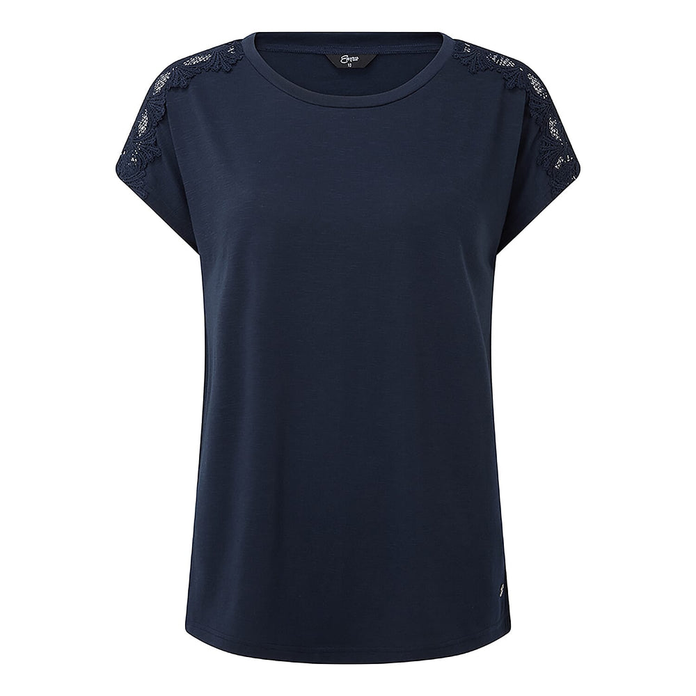 Emreco Slub Lace Jersey T-Shirt (Size 10) - Navy