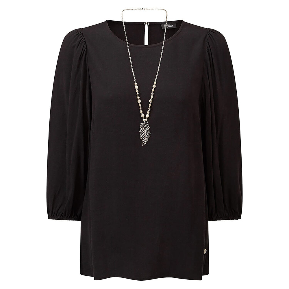 Emreco 3-4 Sleeve Top with Necklace - Black (Size 20)