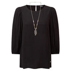 Emreco 3-4 Sleeve Top with Necklace - Black (Size 20)