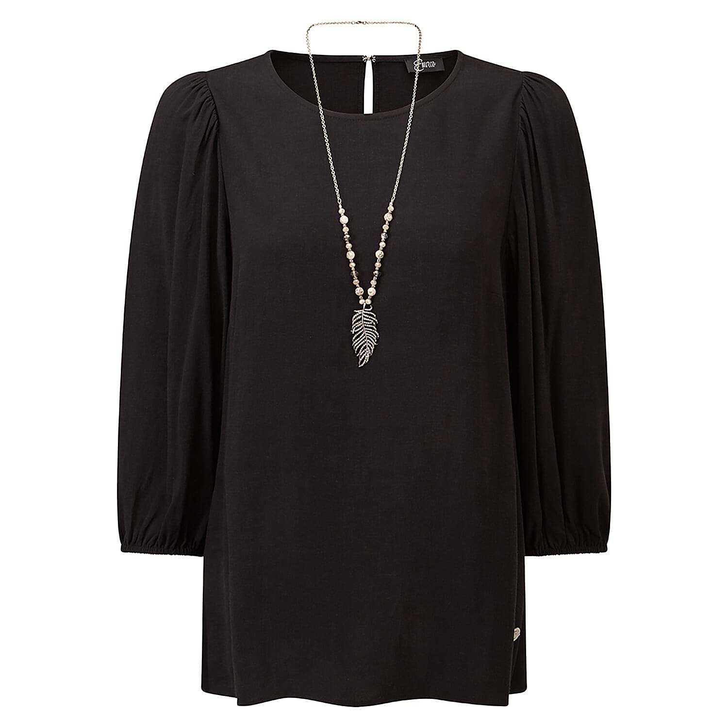 Emreco 3-4 Sleeve Top with Necklace - Black (Size 20)