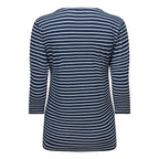 Emreco Striped Boat Neck Top (Size 12) - Navy