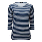 Emreco Striped Boat Neck Top (Size 16) - Navy