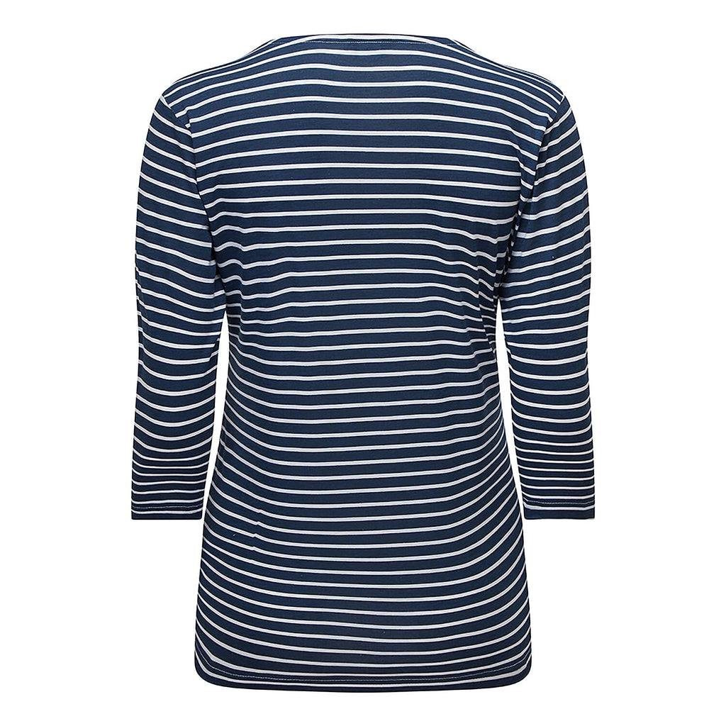 Emreco Striped Boat Neck Top (Size 16) - Navy