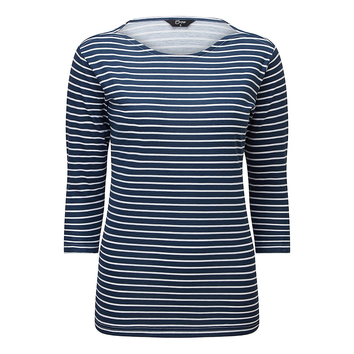 Emreco Striped Boat Neck Top (Size 16) - Navy