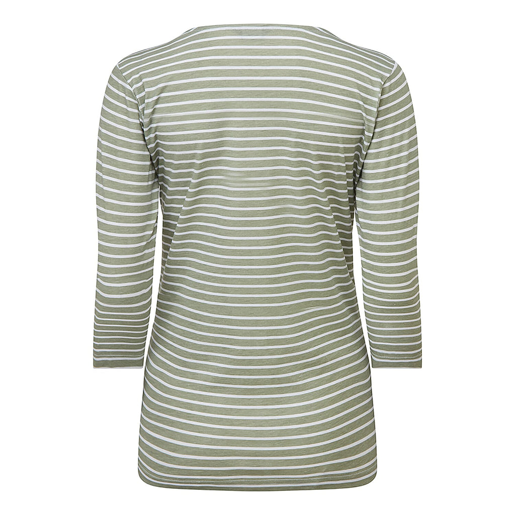 Emreco Striped Boat Neck Top (Size 20) - Khaki