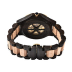 EON 1962 Japanese Movement Skeleton Dial Sandalwood Water Resistant Watch in Black - Tan Colour Strap
