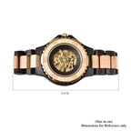 EON 1962 Japanese Movement Skeleton Dial Sandalwood Water Resistant Watch in Black - Tan Colour Strap