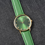 EON 1962 Swiss Movement Green Sapphire 5 ATM Water Resistant Watch with Green Leather Strap