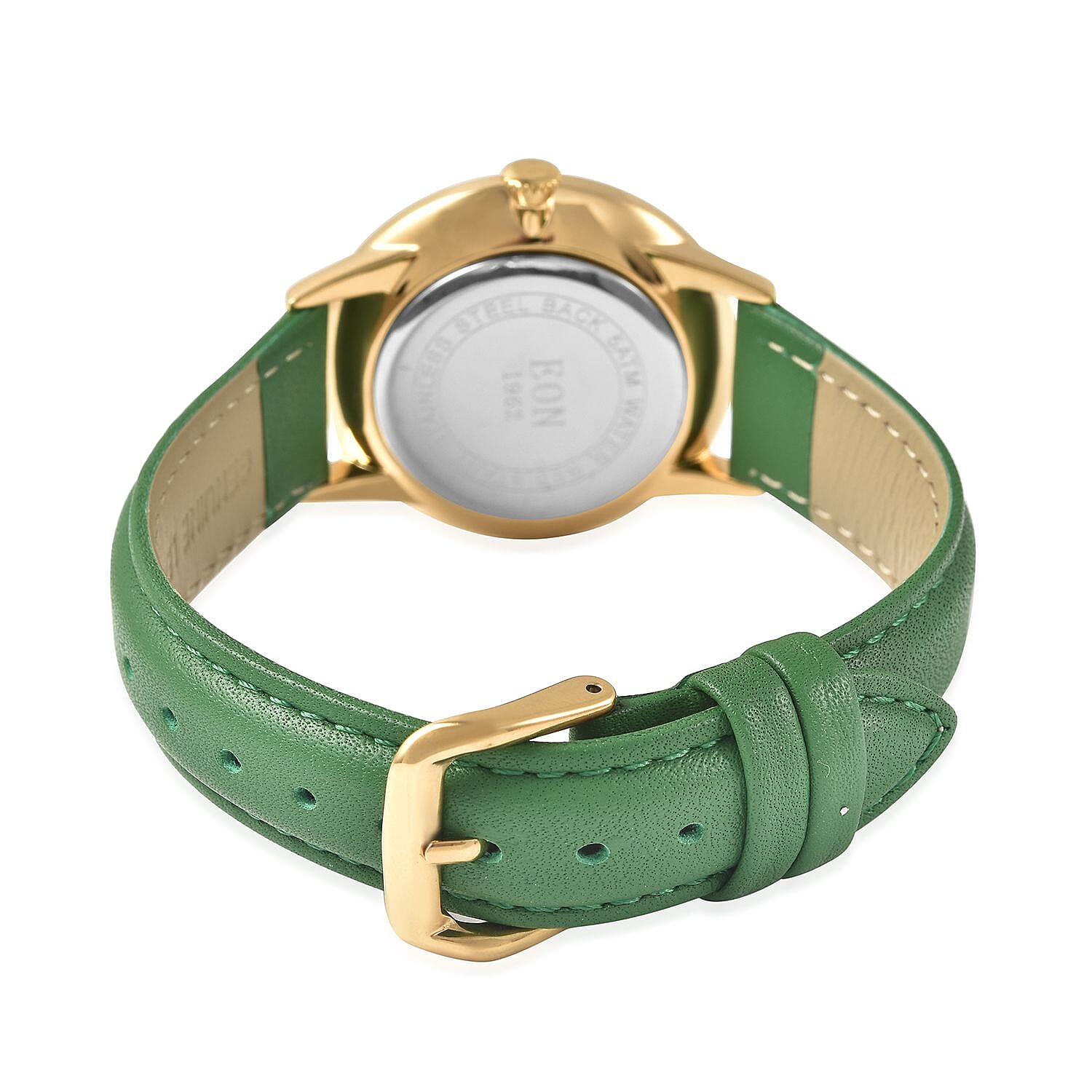 EON 1962 Swiss Movement Green Sapphire 5 ATM Water Resistant Watch with Green Leather Strap