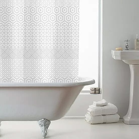 PEVA Shower Curtain Geo (Size 180 cm) - Cream