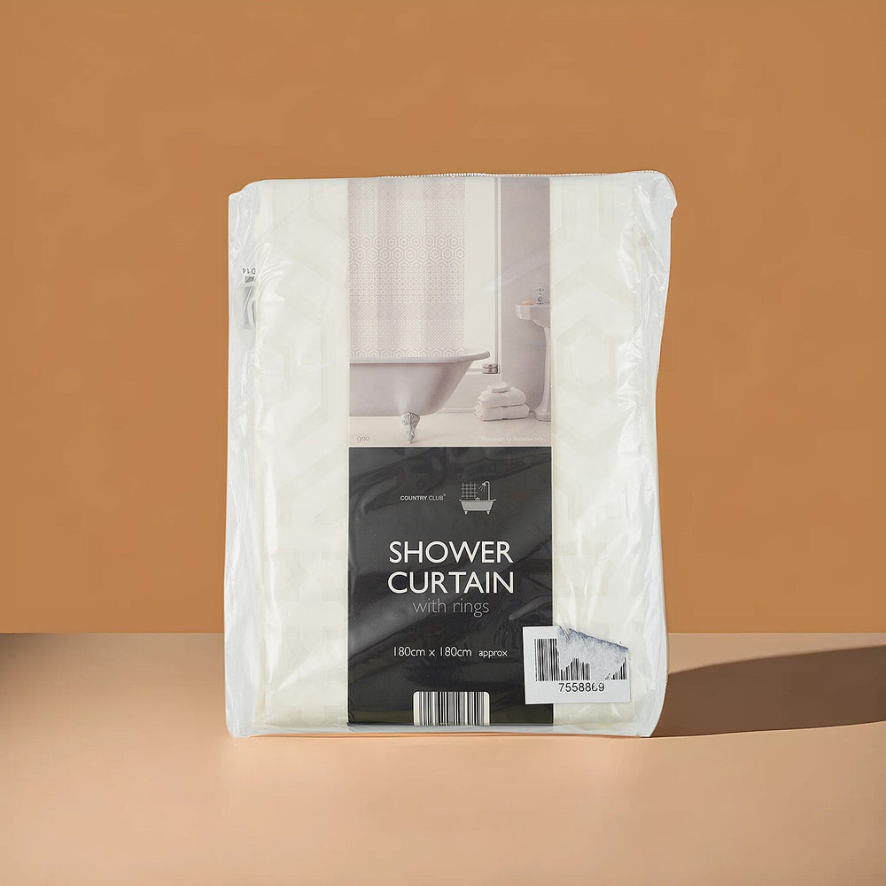 PEVA Shower Curtain Geo (Size 180 cm) - Cream