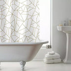 PEVA Shower Curtain with Geo (Size 180 cm) - Off White - Gold
