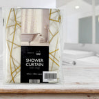PEVA Shower Curtain with Geo (Size 180 cm) - Off White - Gold