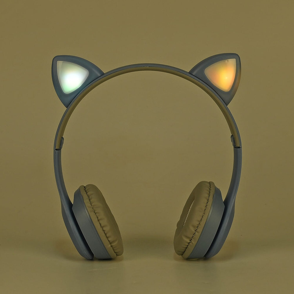 Bluetooth Wireless Cat Ears Headphone with Light - Blue - 3hr Charge