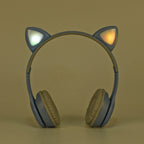 Bluetooth Wireless Cat Ears Headphone with Light - Blue - 3hr Charge