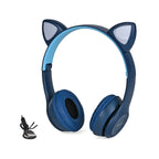 Bluetooth Wireless Cat Ears Headphone with Light - Navy -  3hr Charge